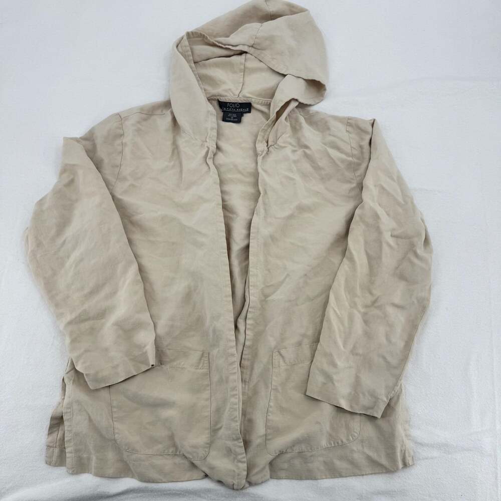 Folio Saks Fifth Avenue Women's Silk Linen Blend Hooded Jacket, Size Medium